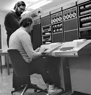Ken Thompson working on the PDP-11